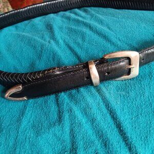 Large 40 Western Cowboy Belt Men's Women's Serpentine Braided Black Leather